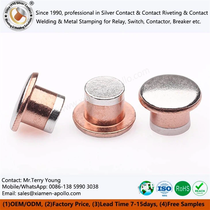 Trimetal Silver Rivet Electrical Contacts Trimetal Silver Rivet Electrical Contacts